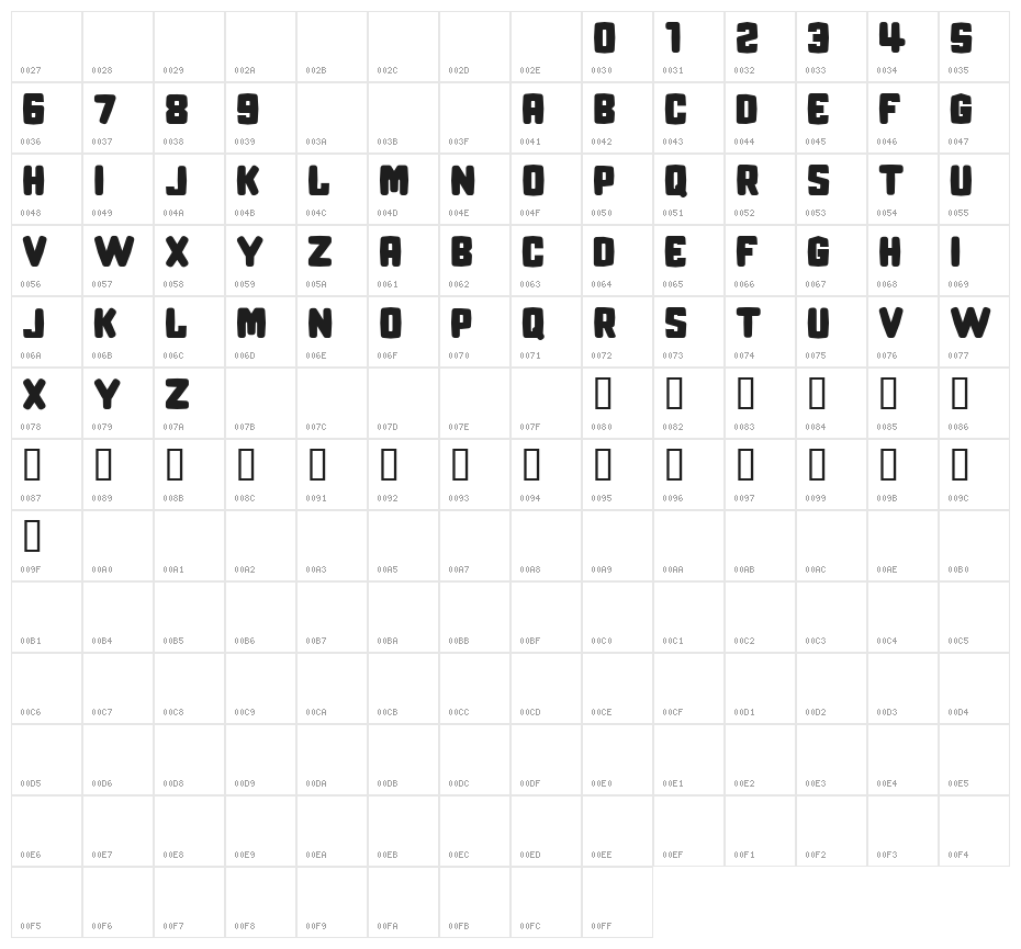 CF Revenge Regular Character Map