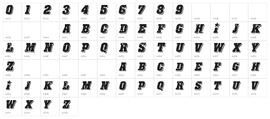 CF Revolution Regular Character Map