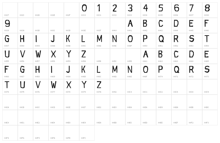 CF Rock Age Regular Character Map