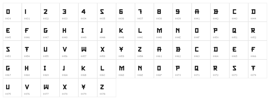 CF Samurai Bob Regular Character Map