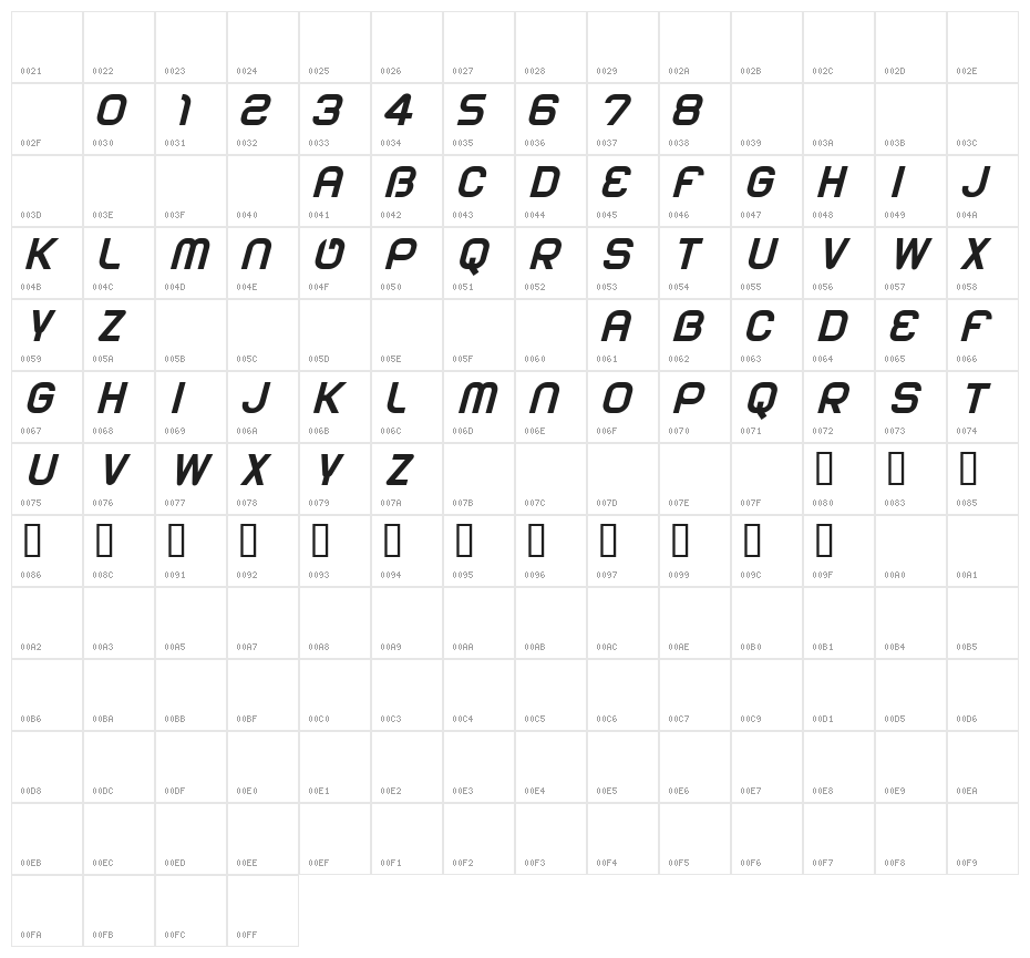 CF Saturn 21 PERSONAL Regular Character Map