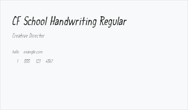 CF School Handwriting Regular Business Card