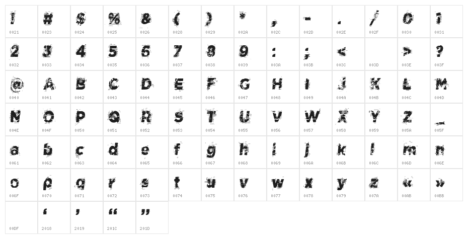 CF Space Cowboy Regular Character Map