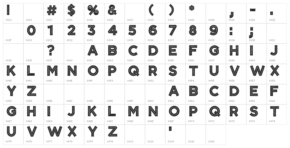 CF Tangerine Grunge Regular Character Map