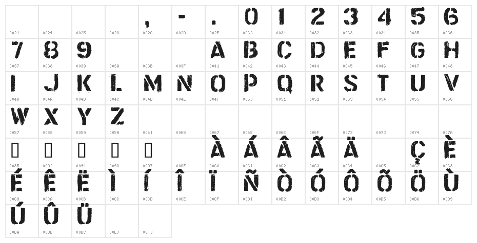 CF Trash Zone Regular Character Map