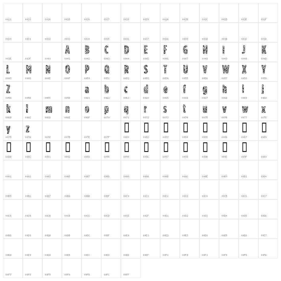 CF US Army Regular Character Map