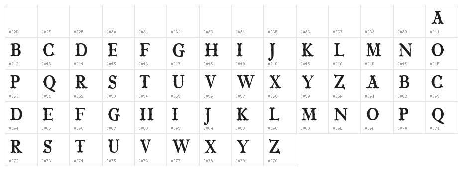CF Wild West PERSONAL Regular Character Map