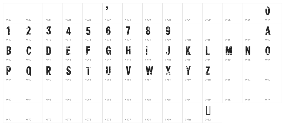 CF Xerography DEMO Regular Character Map