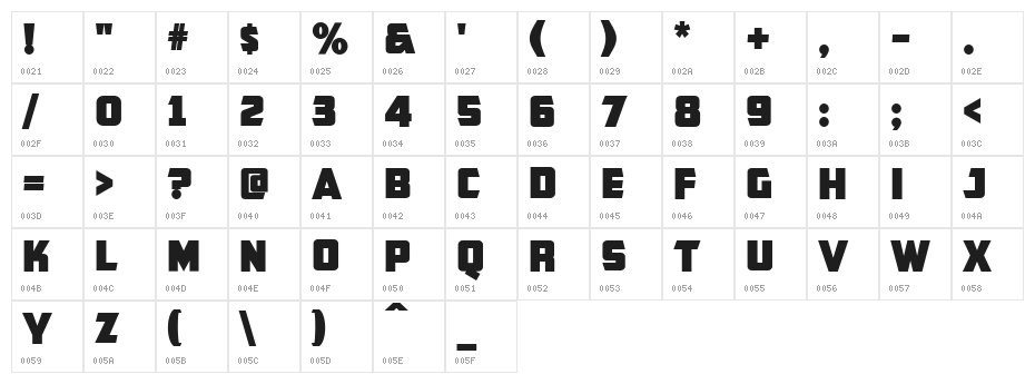 CFB1 American Patriot SOLID 2 Normal Italic Character Map