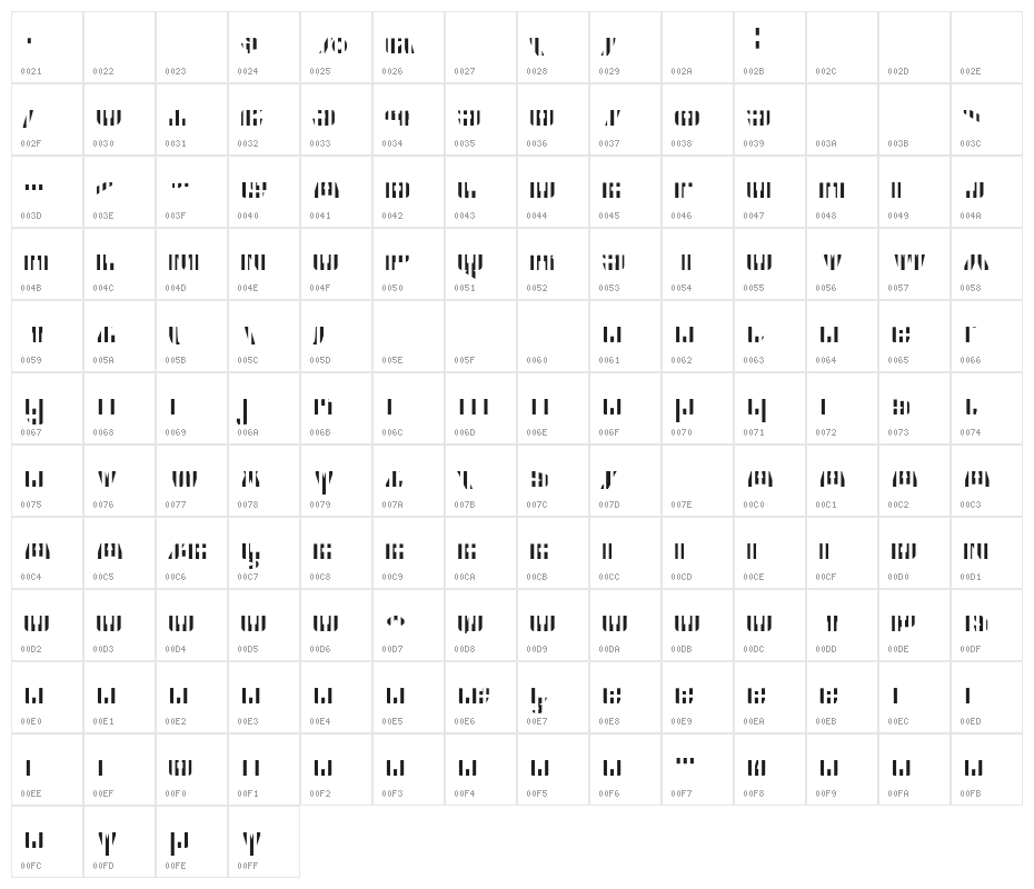 CFB1 American Patriot SPANGLE 2 Bold Italic Character Map