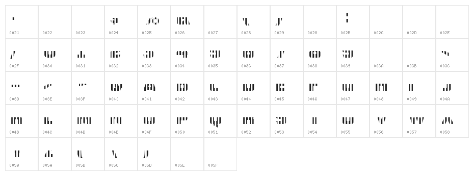 CFB1 American Patriot SPANGLE 2 Bold Italic Character Map