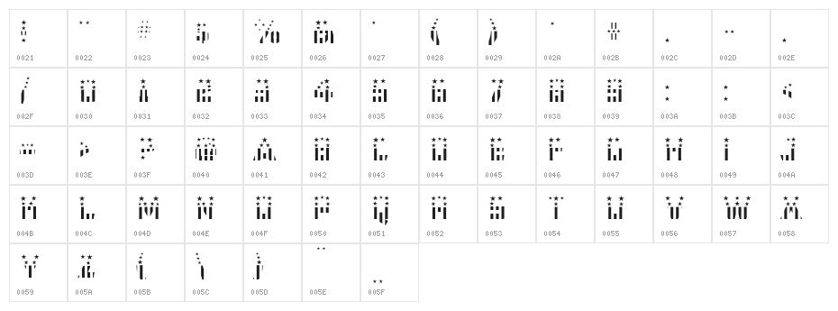 CFB1 American Patriot SPANGLE 2 Bold Character Map