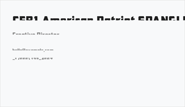 CFB1 American Patriot SPANGLE 2 Normal Italic Business Card