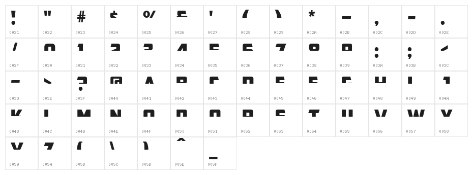CFB1 American Patriot SPANGLE 2 Normal Italic Character Map