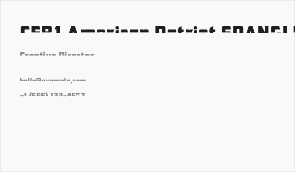 CFB1 American Patriot SPANGLE 2 Normal Italic Business Card