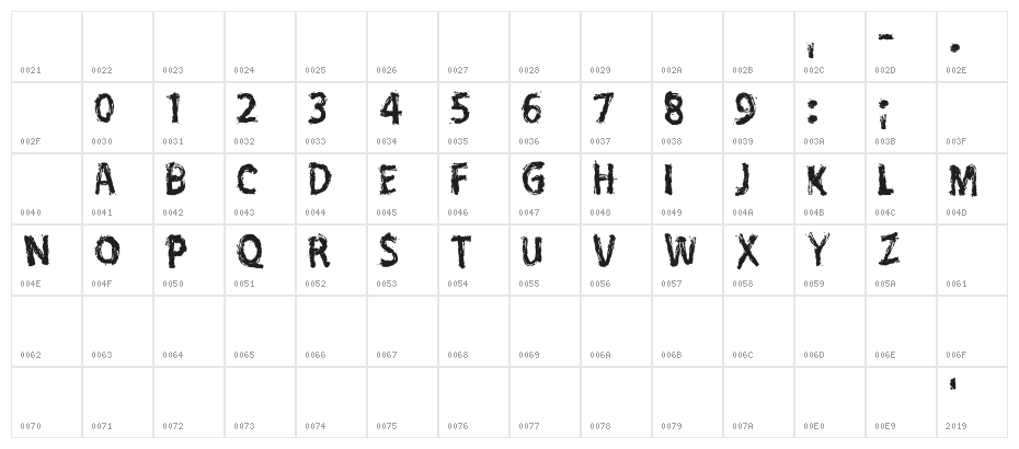 CFOblivionPERSONAL-Regular Character Map