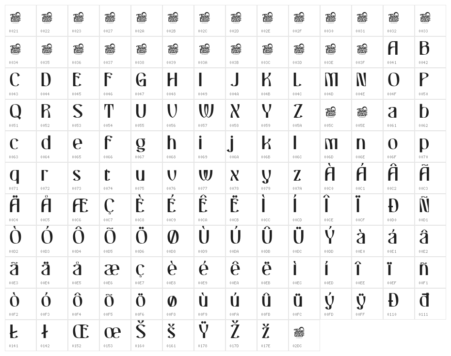 CHASLOW-Regular Character Map
