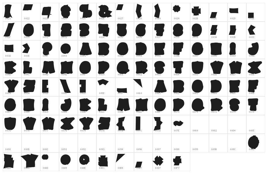 CHEESE ROLL EXT Character Map