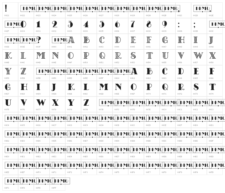 CHICAGO moonshine demo Regular Character Map