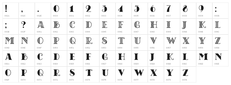 CHICAGO moonshine demo Regular Character Map