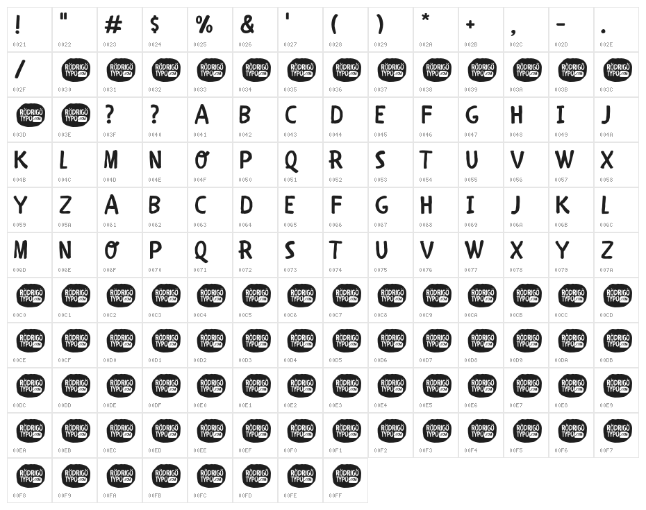 CHILDREN-ONE Character Map
