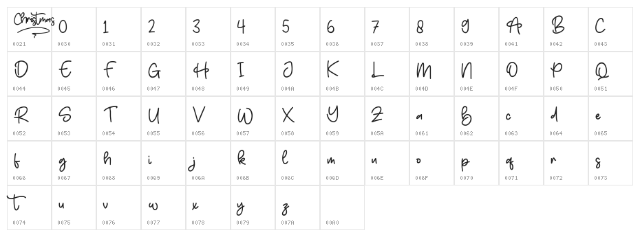 CHRISTMAS DEMO Character Map