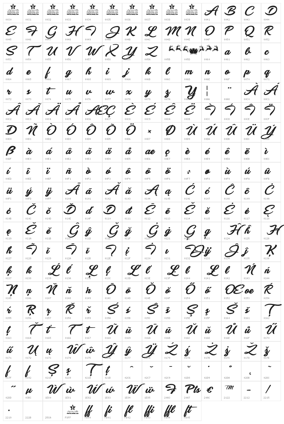 CHRISTMASREVUEPERSONALUSE Character Map