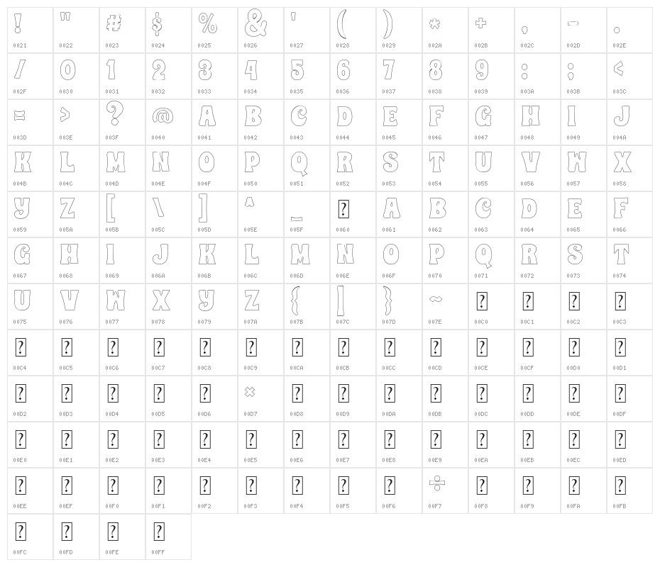 CHUNKY HEART OUTLINE Character Map