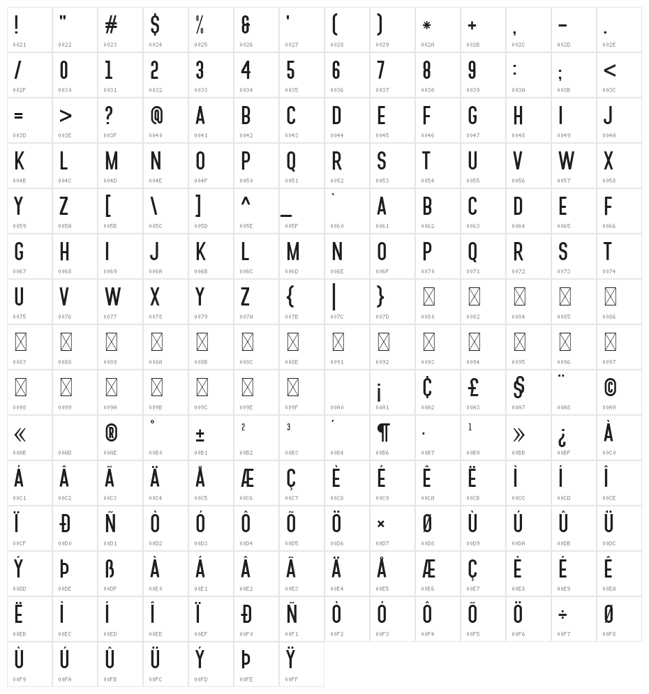 CHUTEROLK Free Regular Character Map