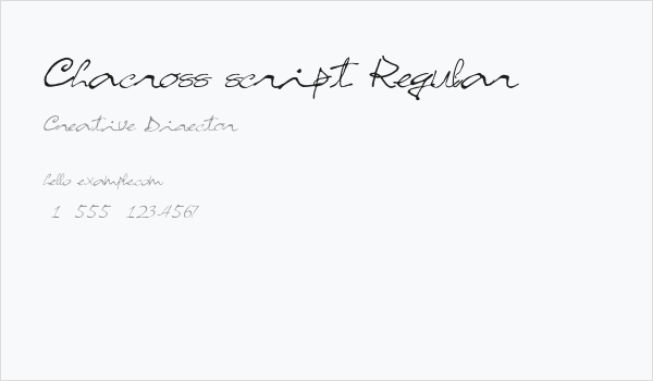 Chacross script Regular Business Card