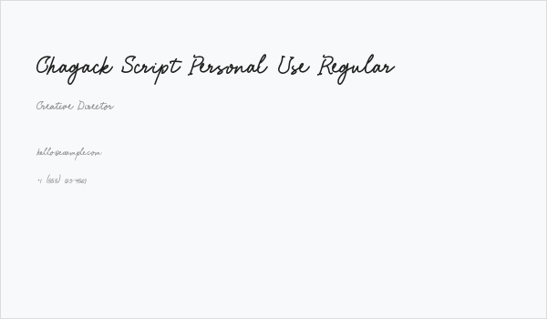 Chagack Script Personal Use Regular Business Card