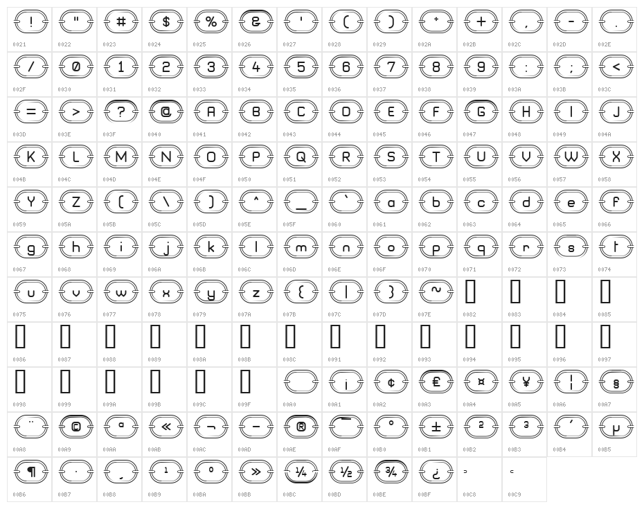 Chainz G98 Character Map