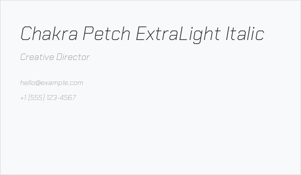 Chakra Petch ExtraLight Italic Business Card