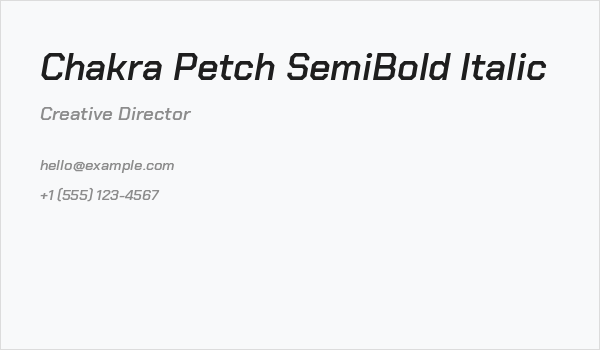 Chakra Petch SemiBold Italic Business Card