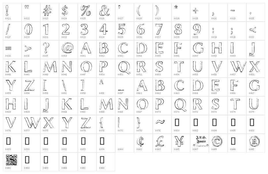 Chalk Line Outline Character Map