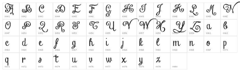 Chalk-hand-lettering-shaded DEM Character Map