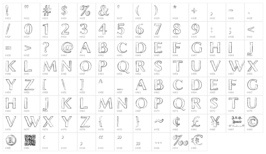 ChalkLine-Outline Character Map