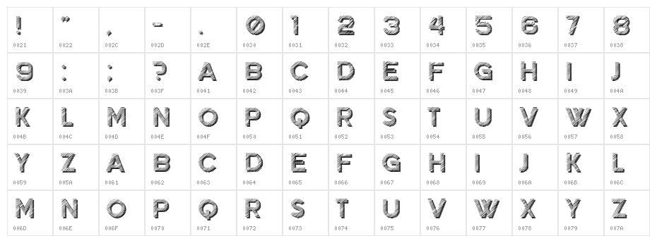Chalkboard Regular Character Map