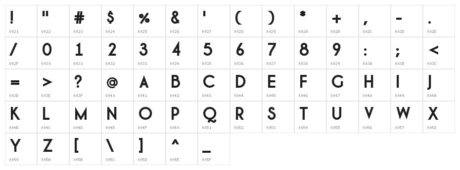 Champagne & Limousines Thick Bold Character Map