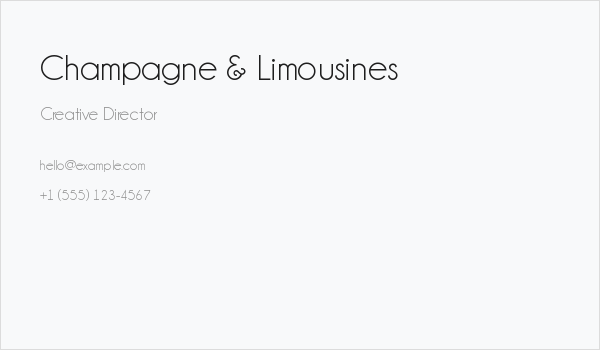 Champagne & Limousines Business Card