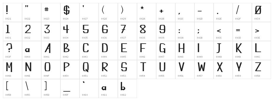 Champlin Regular Character Map
