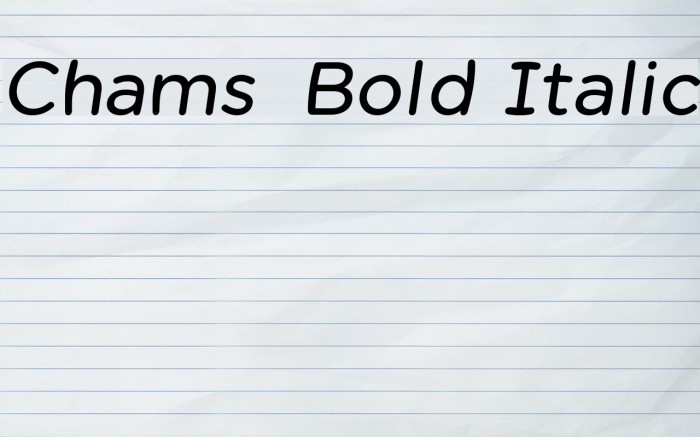 Chams Bold Italic Font examples