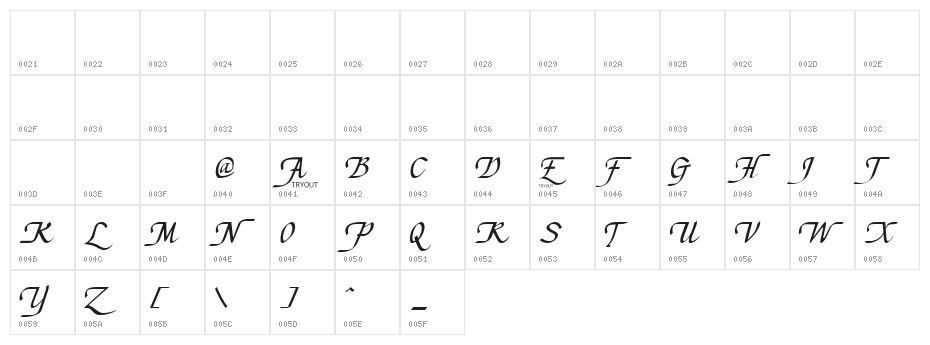 Chancellerie Moderne Tryout Character Map