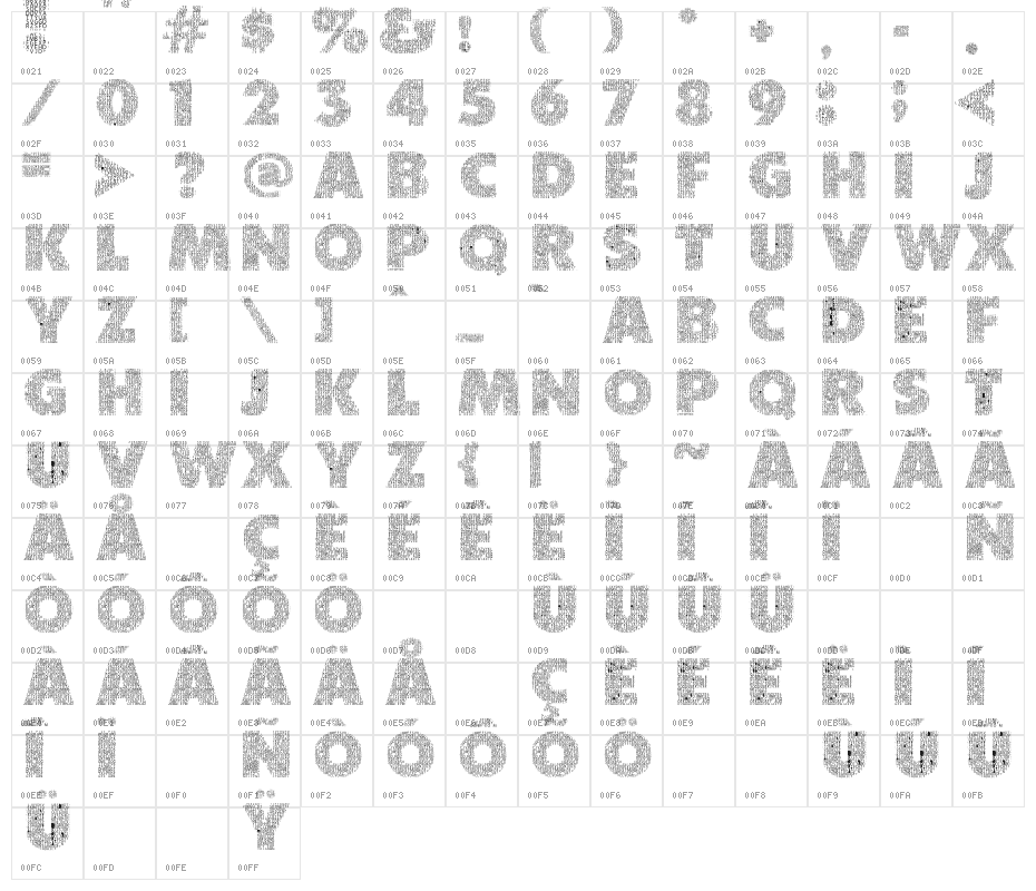 CharacterwithText-Regular Character Map