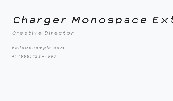 Charger Monospace Extended Italic Business Card