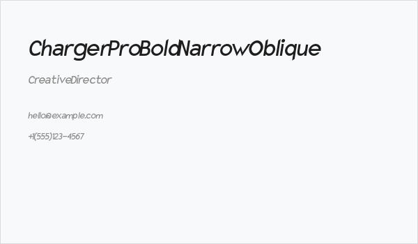 Charger Pro Bold Narrow Oblique Business Card