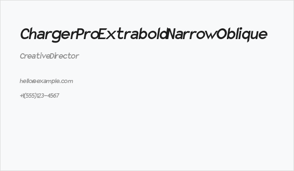 Charger Pro Extrabold Narrow Oblique Business Card