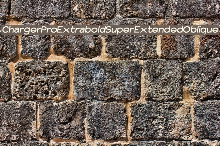 Charger Pro Extrabold SuperExtended Oblique Font examples