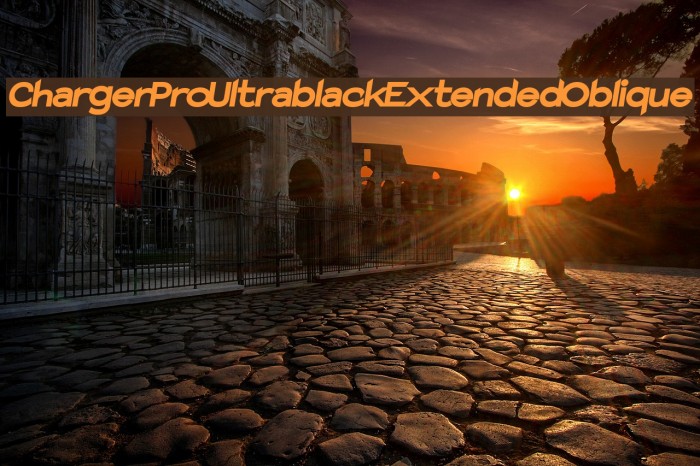 Charger Pro Ultrablack Extended Oblique Font examples