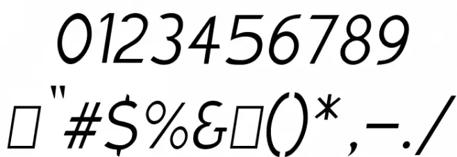 Charger Sport Extralight Narrow Oblique Font OTHER CHARS